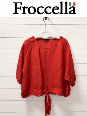 Froccella Red Oversized Tie-Front Blouse – One Size